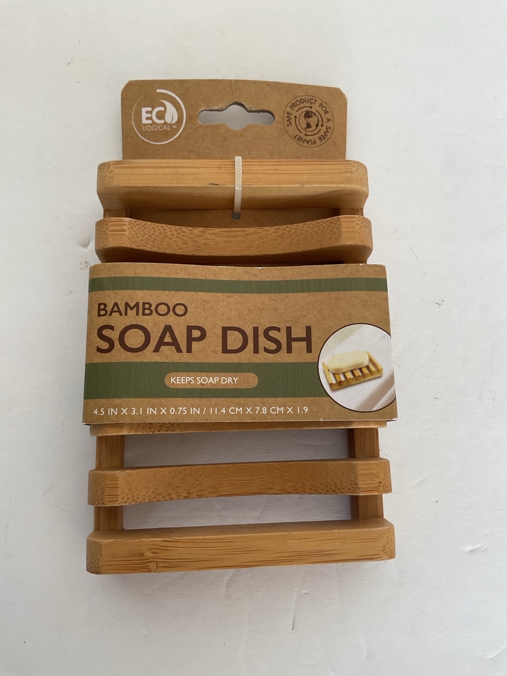 Evriholder Bamboo Slotted Soap Dish NWT